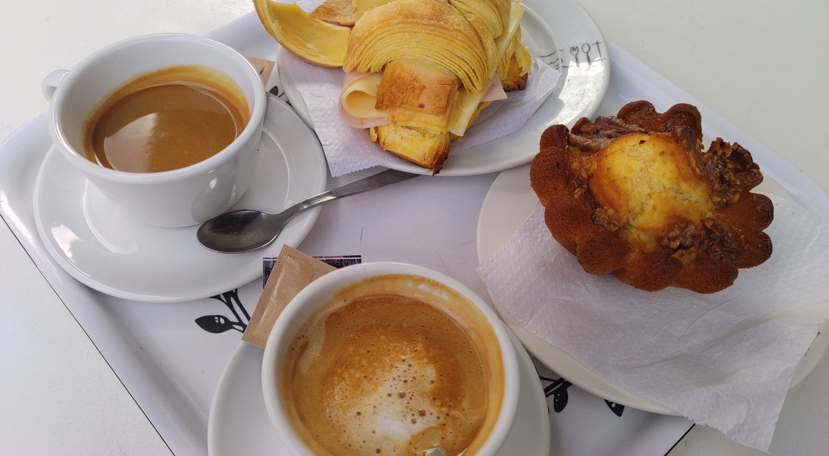 Coffee and pastries at a Portuguese café